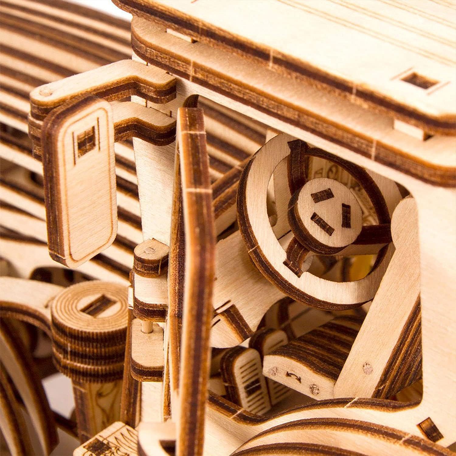 Wood Trick Wooden Mechanical Tractor Model Kit to Build for Adults and Kids - 11x7&Prime; - Detailed and Sturdy - Rubber Band Motor - 2 Speeds