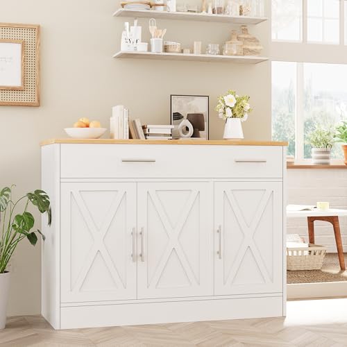 Vongrasig 43&rdquo; Sideboard Buffet Cabinet with Storage, Farmhouse Coffee Bar with Drawers and Shelves, Wood Buffet Table for Kitchen, Dining Room