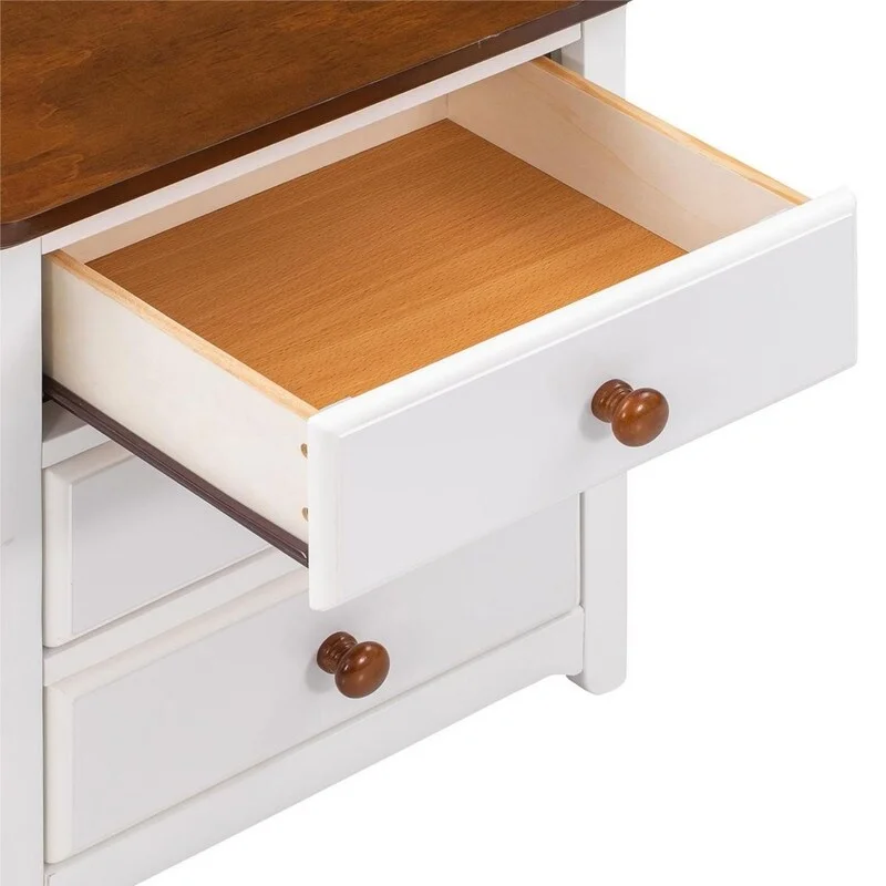 20 in. Scandinavian Style Solid Wood Nightstand with USB Charging Port and Three Drawers for Bedroom Wine