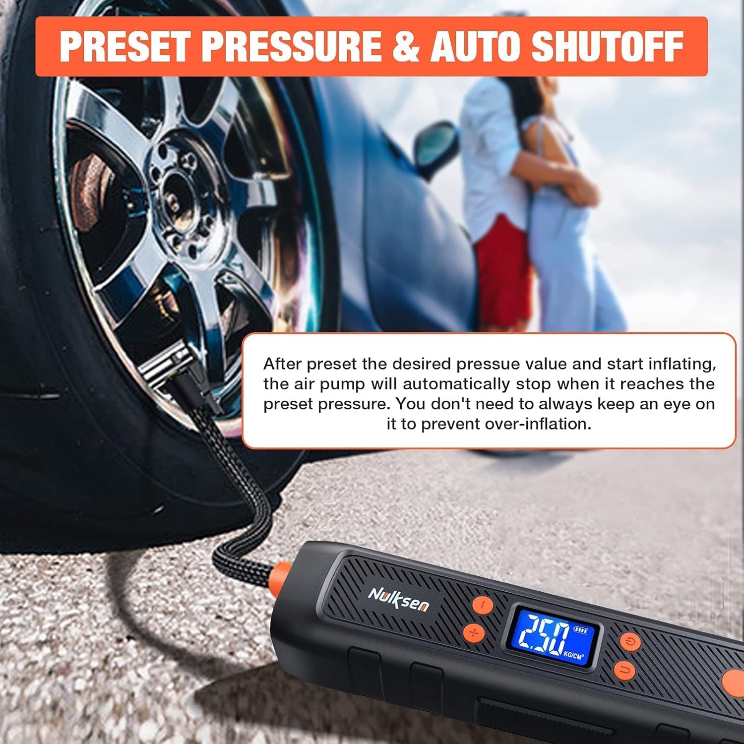 Nulksen Tire Inflator Portable Air Compressor, 150PSI Cordless Tire Pump with 6000 mAh Rechargeable Lithium Battery
