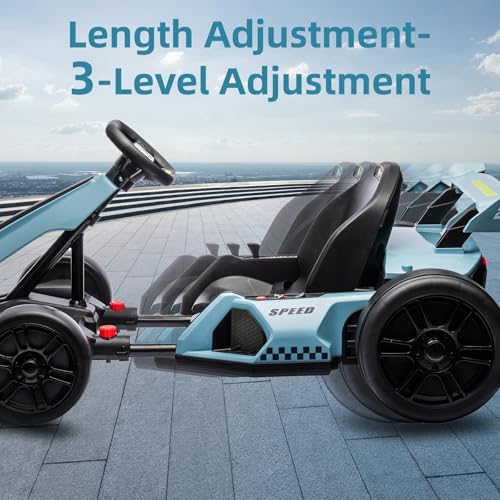 24V Electric Go Kart for Kids，Powerful Drift Kart with 2 * 150W Motors, Adjustable Seat