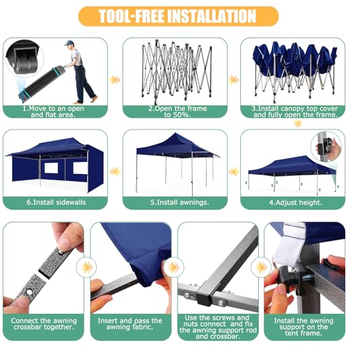 COBIZI 10x10 Pop Up Canopy Tent with Awning