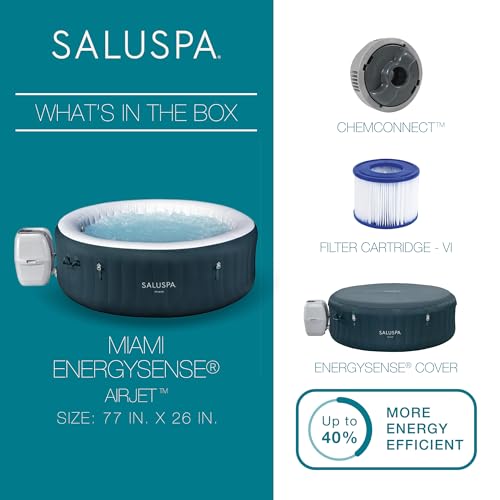 Bestway SaluSpa Aruba AirJet 2 to 3 Person Inflatable Hot Tub, 67 x 26 Inch Round Portable Outdoor Spa with 110 Soothing Jets and Cover, Gray
