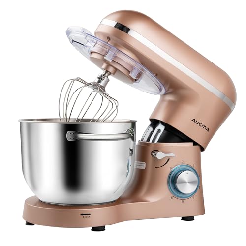 Aucma Stand Mixer,6.5-QT 660W 6-Speed Tilt-Head Food Mixer, Kitchen Electric Mixer with Dough Hook, Wire Whip & Beater (6.5QT, Black)