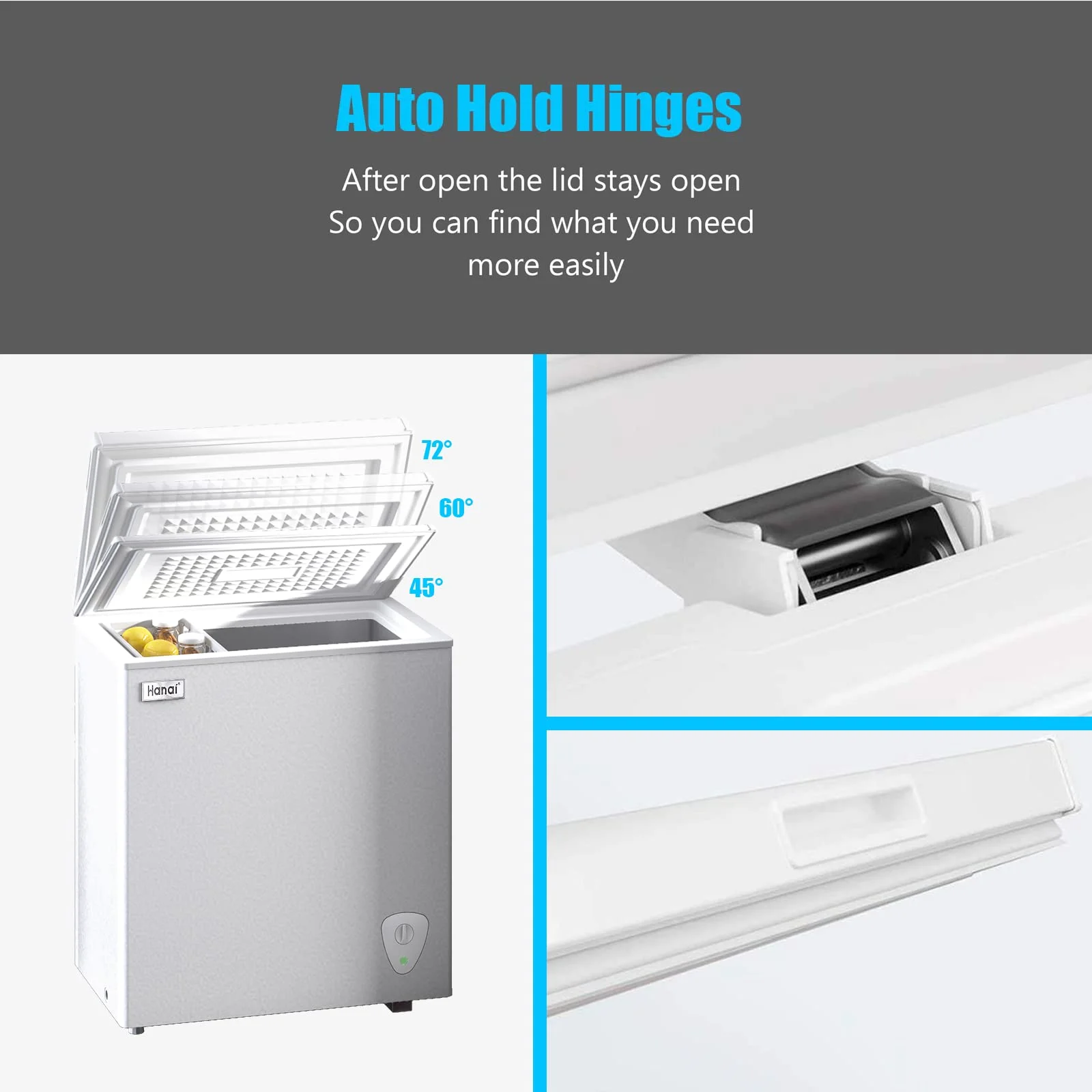 5.0 Cubic Chest Freezer - Compact Deep Freezer with Top Open Door and Removable Storage Basket, 7 Gears Temperature Control, Energy Saving