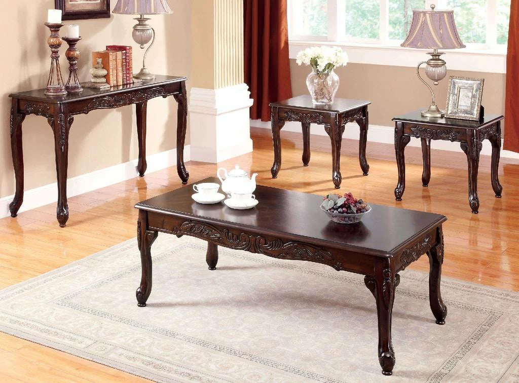 Traditional Brown & Espresso Living Room Set 6pcs FOA Rotherham & Cheshire