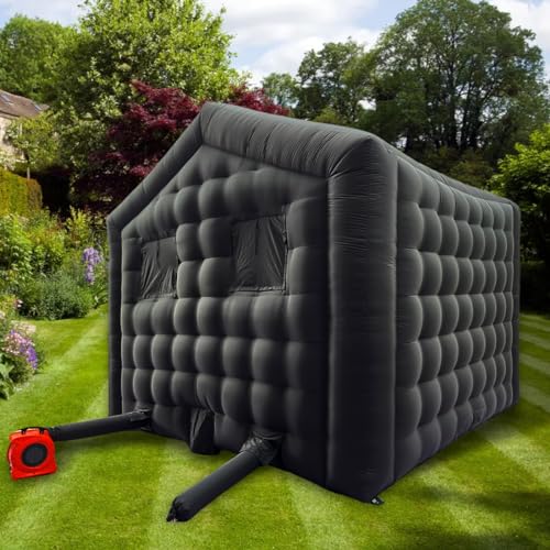 Black Inflatable Cube Wedding Tent Square Gazebo Event Room Big Mobile Portable Night Club Party Pavilion for Backyard/Outdoor Events(15ftx15ft)