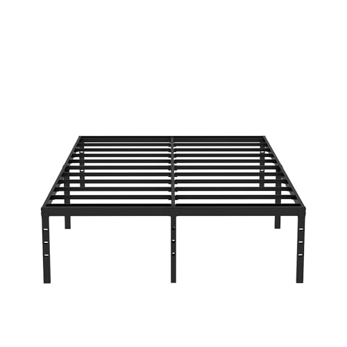 Full Size Bed Frame, 14 Inch Metal Platform Bed with Iron-Art Headboard & Footboard, Classic Bed Frame with Heavy Duty Metal Slats Support