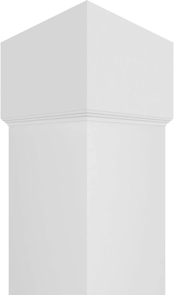 Ekena Millwork 10"W x 9'H Premium Square Non-Tapered Smooth PVC Endura-Craft Column Wrap Kit, Standard Capital & Base