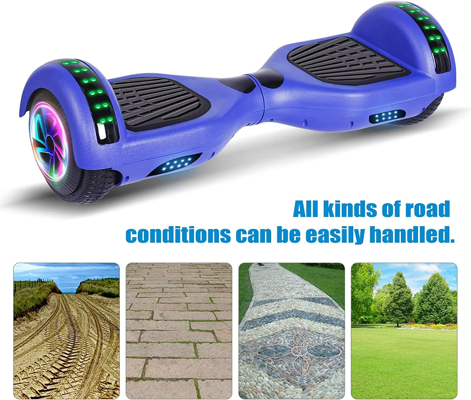 Hoverboard, 6.5" Two-Wheel Self-Balancing Hover Board with Bluetooth Speakers and Fashion LED Lights for Kids - Curated Treasures Market