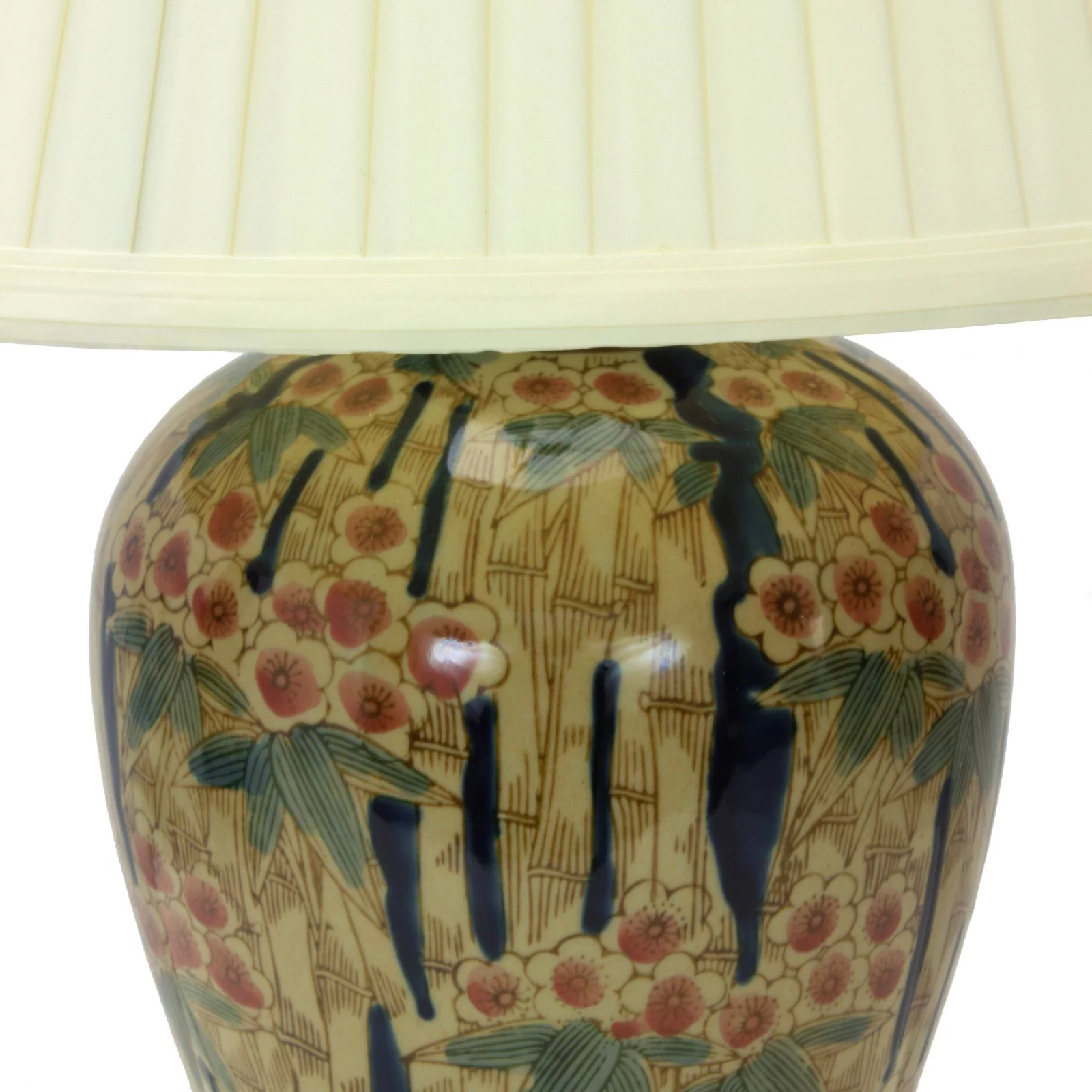 Oriental Furniture 25" Glazed Bamboo Blossom Vase Lamp