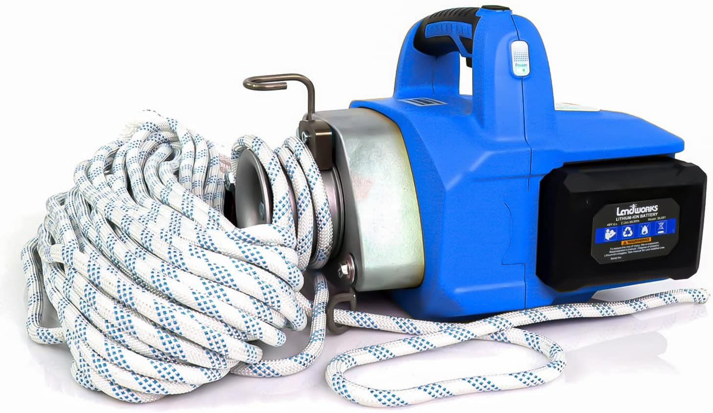 Landworks Electric Towing Capstan Winch Hoist Portable Cordless Brushless Motor Li-Ion Battery Powered 1000-2000 1/2-1 Ton Max Pulling Force for