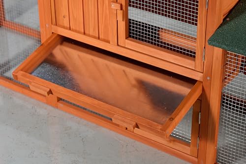 122" Large Chicken Coop with Run,Outdoor Chicken Run W/Nesting Box & Perch,Wooden Hen House W/Ramp & Sliding Trays