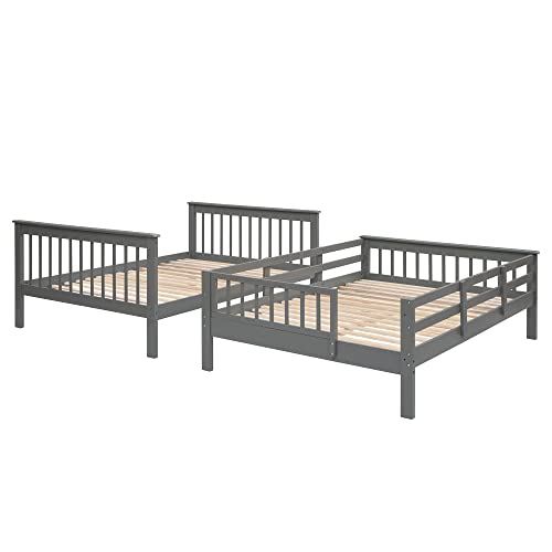 Ball & Cast Full Over Full Bunk Bed with Twin Size Trundle and Built in 4 Drawer,Wood Bunkbed w/Storage Ladder & Slat Support
