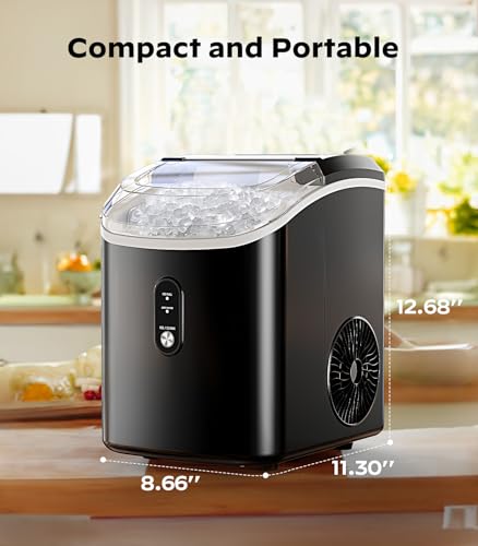 Nugget Ice Maker Countertop, Silonn Chewable Pellet Ice Machine with Self-Cleanin Function, 33lbs/24H Portable Ice Makers for Home Kitchen Officce