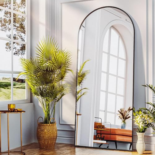 Full Length Mirror, 76"x34" Arched Floor Mirror Freestanding, Floor Standing Full Body Mirror with Stand for Bedroom