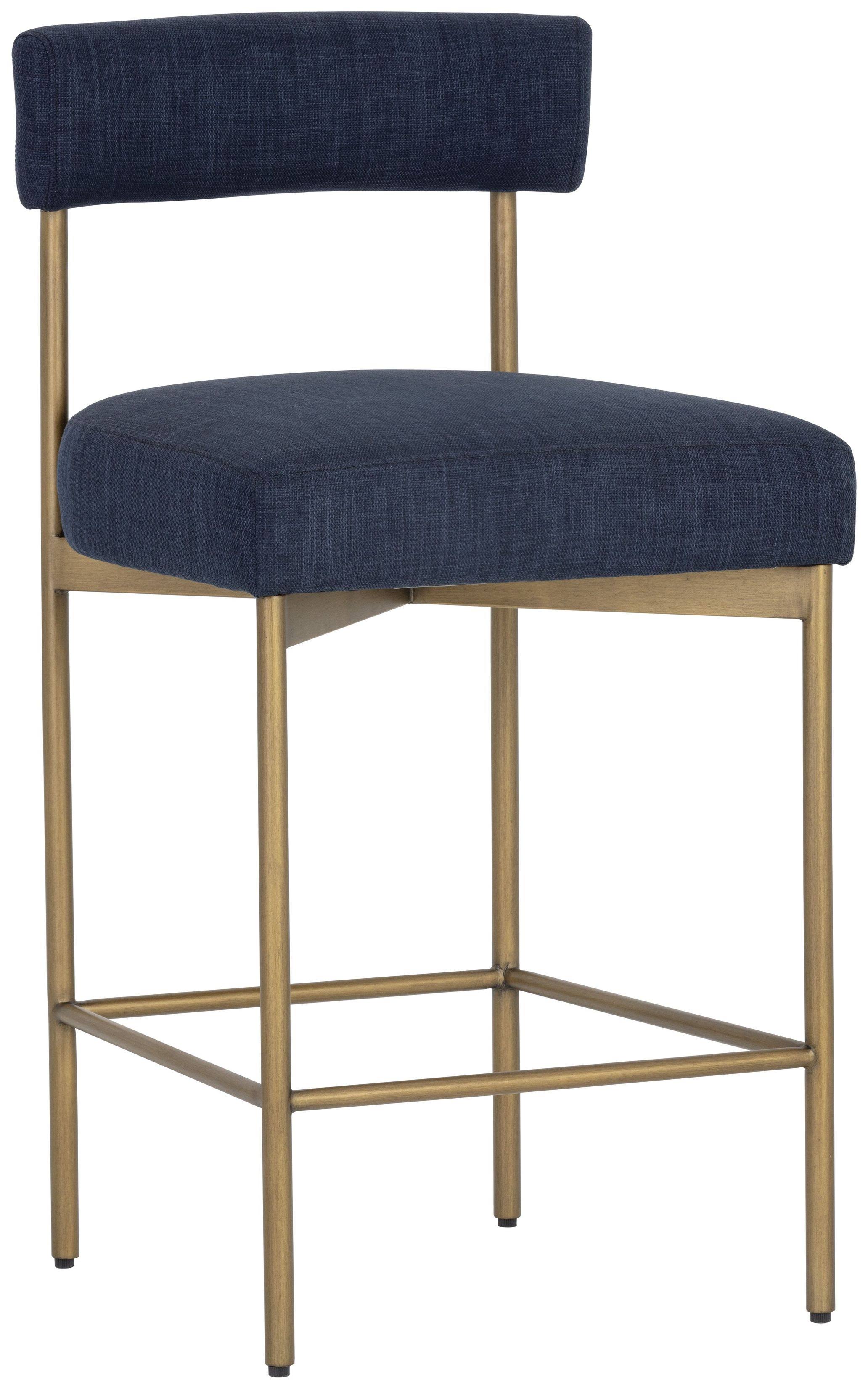 Sunpan Seneca Counter Stool - Antique Brass - Arena Navy