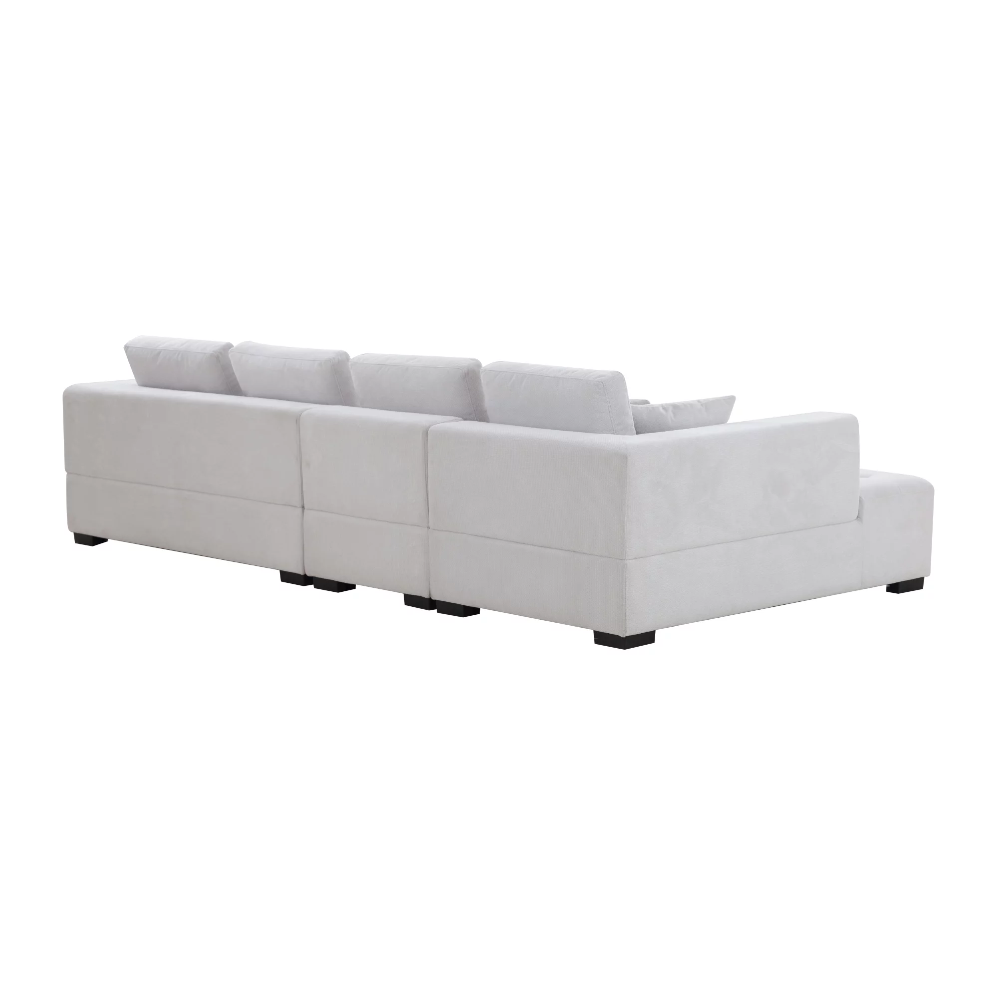 134'' Mid Century Modern Sofa L-Shape Sectional Sofa Couch Left Chaise for Living Room, Beige