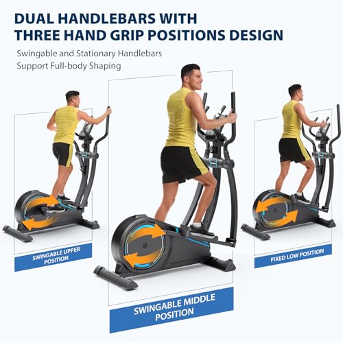 Dripex Elliptical Exercise Machine, Hyper-Quiet Magnetic Elliptical Machine for Home, Elliptical Training Machines with 16 Levels Resistance
