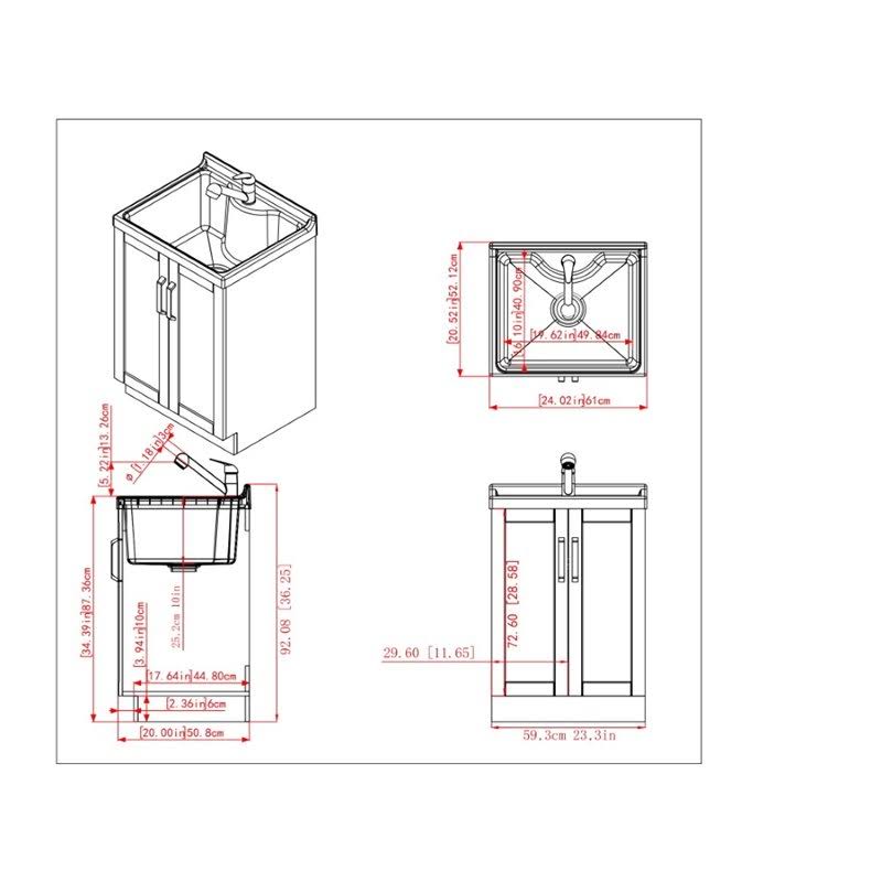 Simpli Home Kyle 24x22 Laundry Cabinet with Pull-Out Faucet and ABS Sink, Pure White