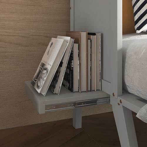 KEIKI Queen Size Cabinet Murphy Bed with Charging Station, Drawers, Removable Shelves, Multiple Storage Foldable Hideaway Wall Murphy Bed Frame