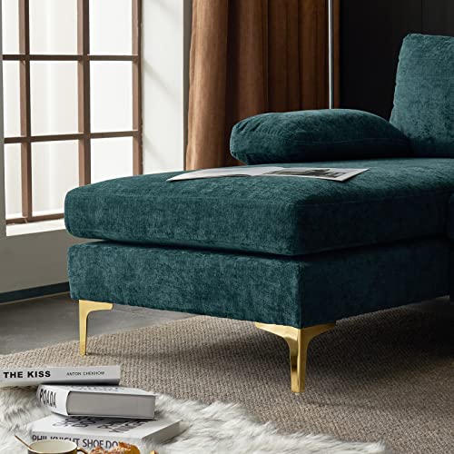 Karl home Convertible Sectional Sofa 110" U-Shape Sofa Couch 4-Seat Couch with Chaise ChenilleFabric Upholstered for Living Room, Apartment, Office