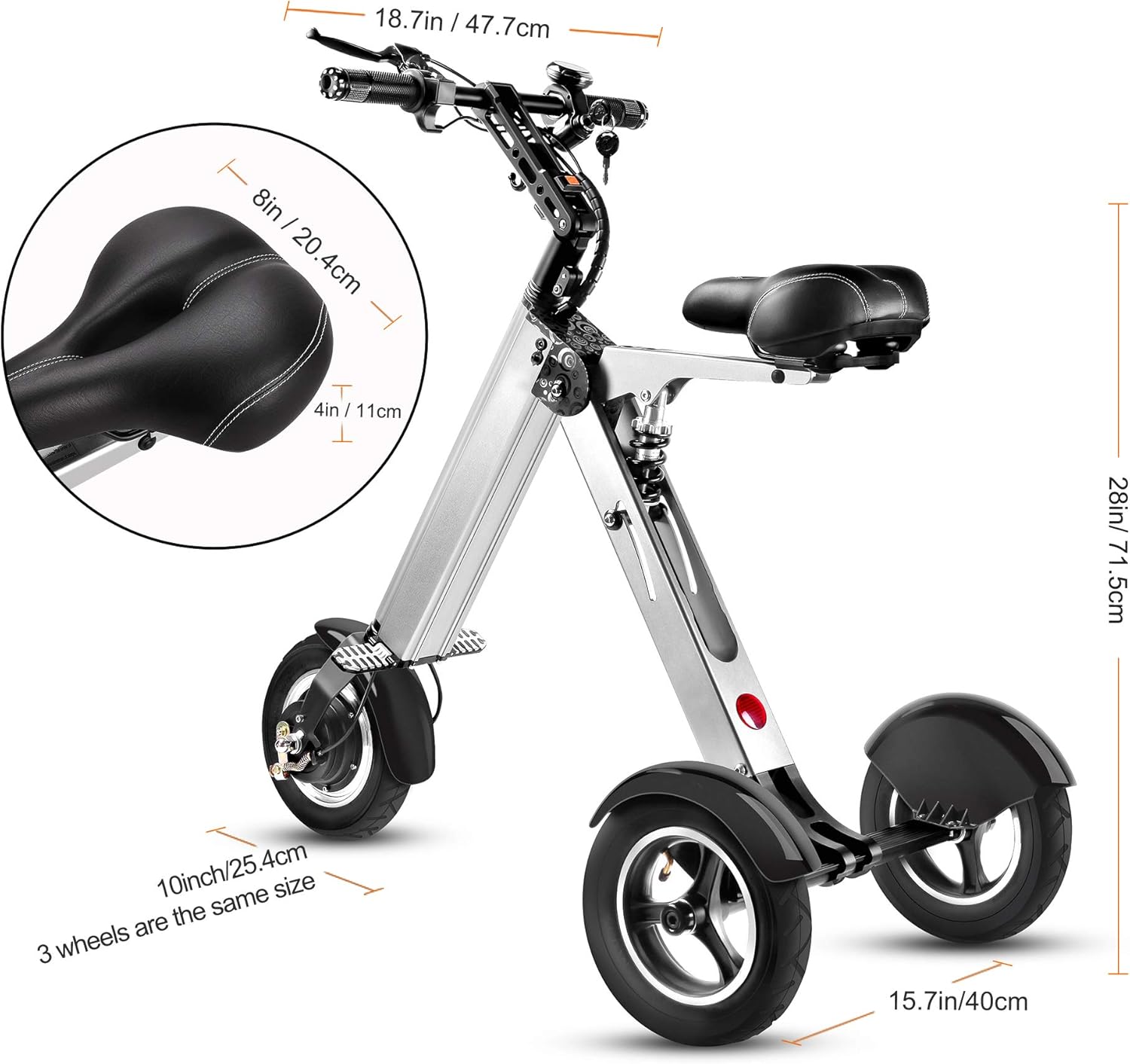 TopMate ES32 Electric Scooter Mini Tricycle for Adult, Folding Electric Mobility Scooter with 10 Inche Pneumatic Tires and Reverse Function