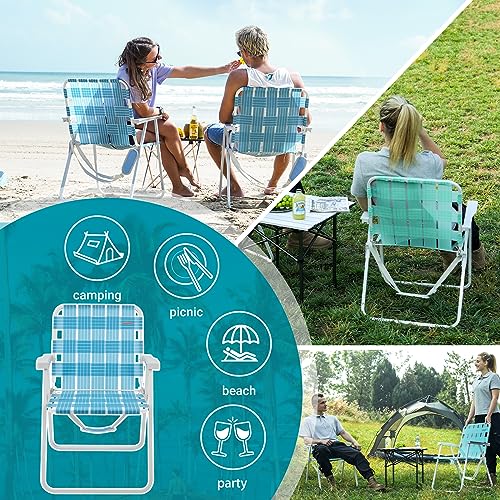 #WEJOY Folding Webbed Lawn Beach Chair - Heavy Duty Portable Outdoor Chair with Hard Armrest for Camping,Garden,Concerts