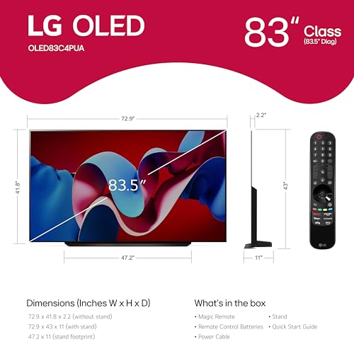LG 65-Inch Class OLED evo C4 Series Smart TV 4K Processor Flat Screen with Magic Remote AI-Powered with Alexa Built-in (OLED65C4PUA, 2024)