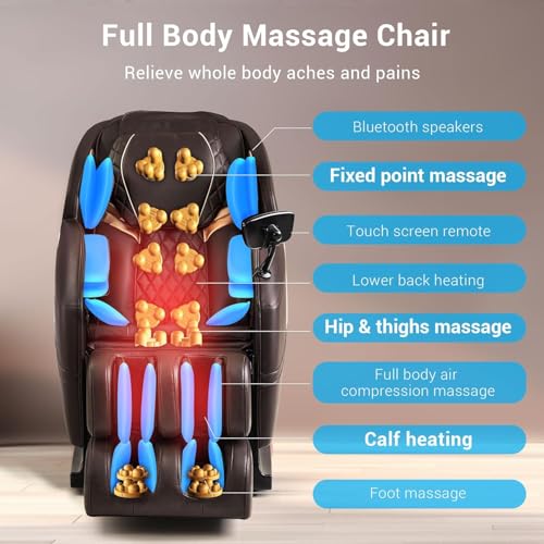 Massage Chair, 14 Massage Points Full Body Massage Chair, Zero Gravity Extra Large Shiatsu Recliner w/Lumbar & Calf Heating, 20 Auto Modes
