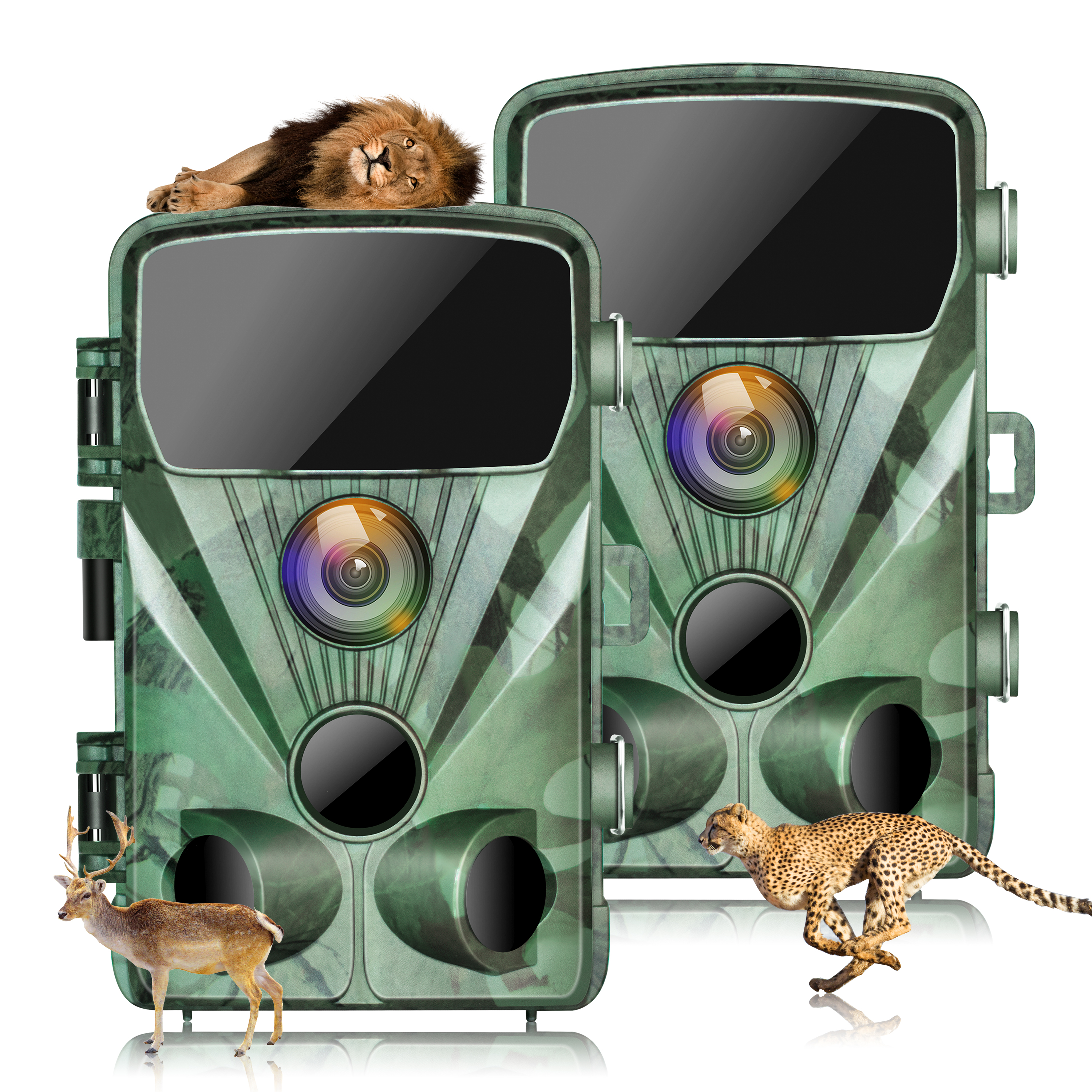 CAMPARK 2 PACK Trail Camera 4K 20MP Hunting Game Camera with infrared Night Vision 44pcs 940nmn 120°Wide-Angle Waterproof 2.4" LCD Trail Cam for