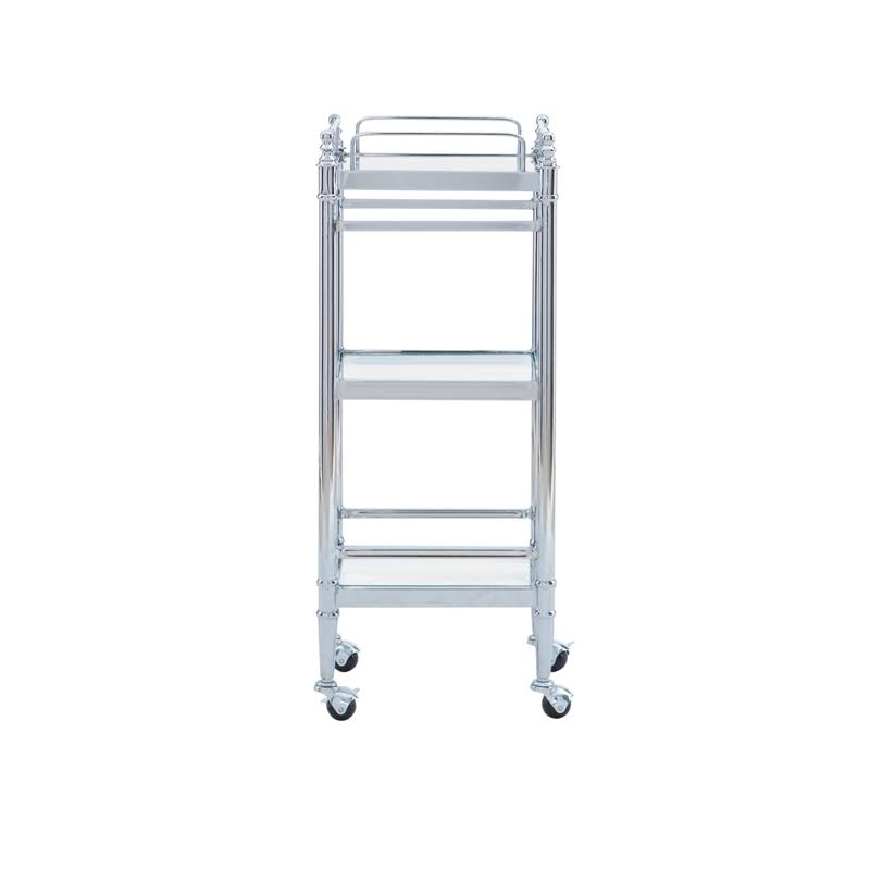 Linon Summit Metal and Glass Cart in Chrome - CYMX289