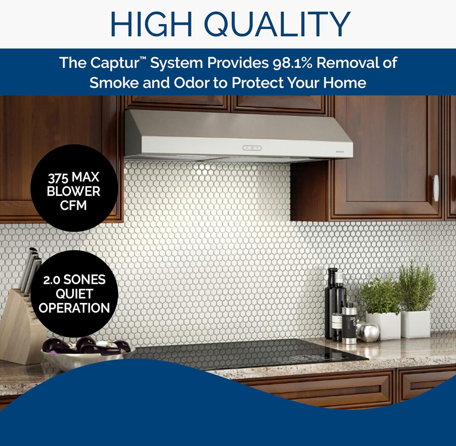 BROAN NuTone BCDF130SS Glacier Convertible Range Hood Light Exhaust Fan for Under Cabinet, Stainless Steel