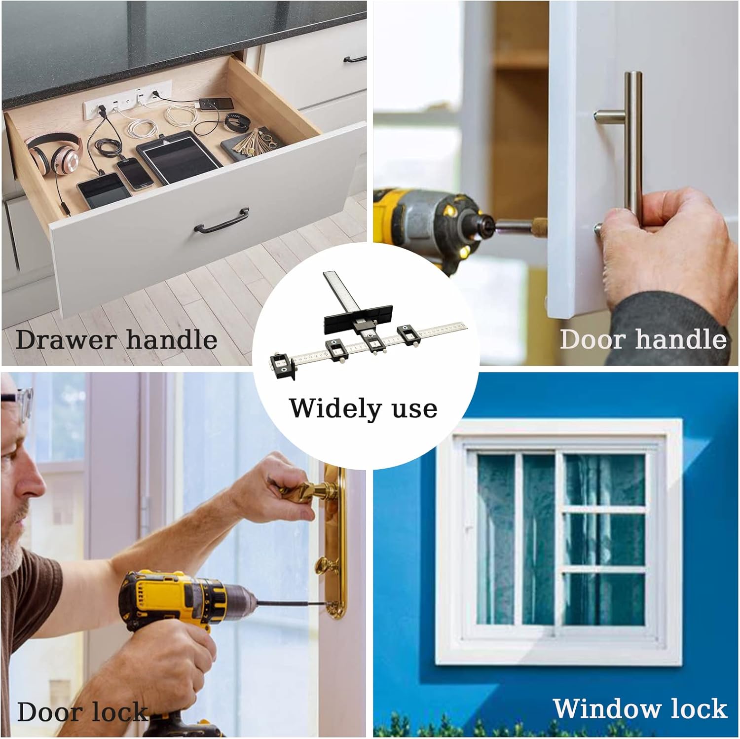 Cabinet Hardware Jig, Solike Aluminum Alloy Cabinet Handle Jig Tool for Fast and Accurate Installation of Door Handles and Drawer Front Knobs