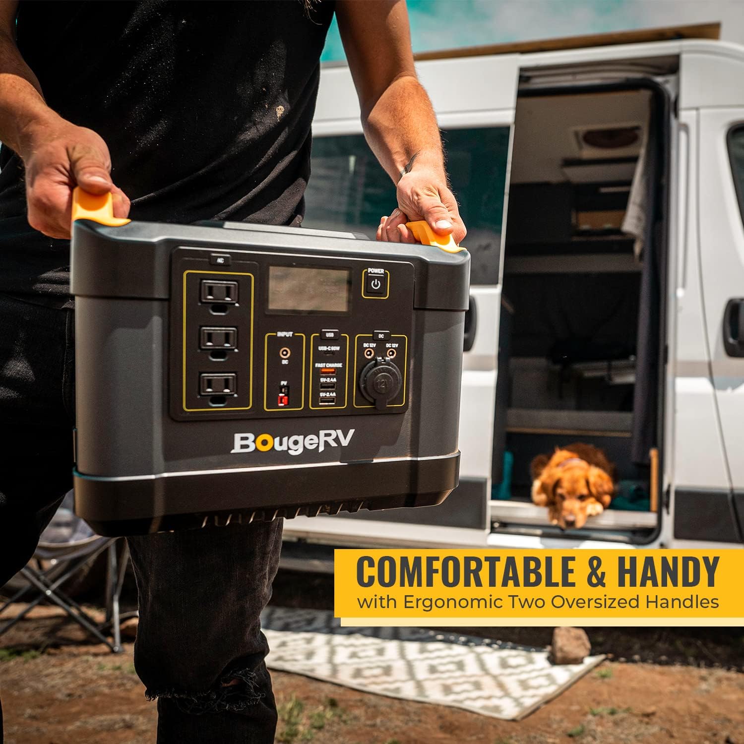 BougeRV Portable Power Station 1200W, 1100Wh Solar Generator, 1500 Cycles Lithium Battery Backup Power Supply