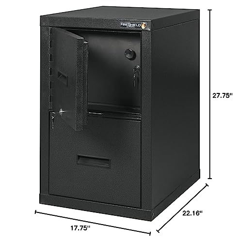 FireKing® FireShield 22"D Vertical 1-Drawer File Cabinet And Safe, Metal, Black Stone