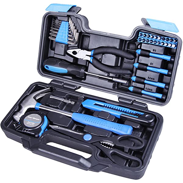 CARTMAN Orange 39-Piece Tool Set - General Household Hand Tool Kit with Plastic Toolbox Storage Case Orange 39pcs
