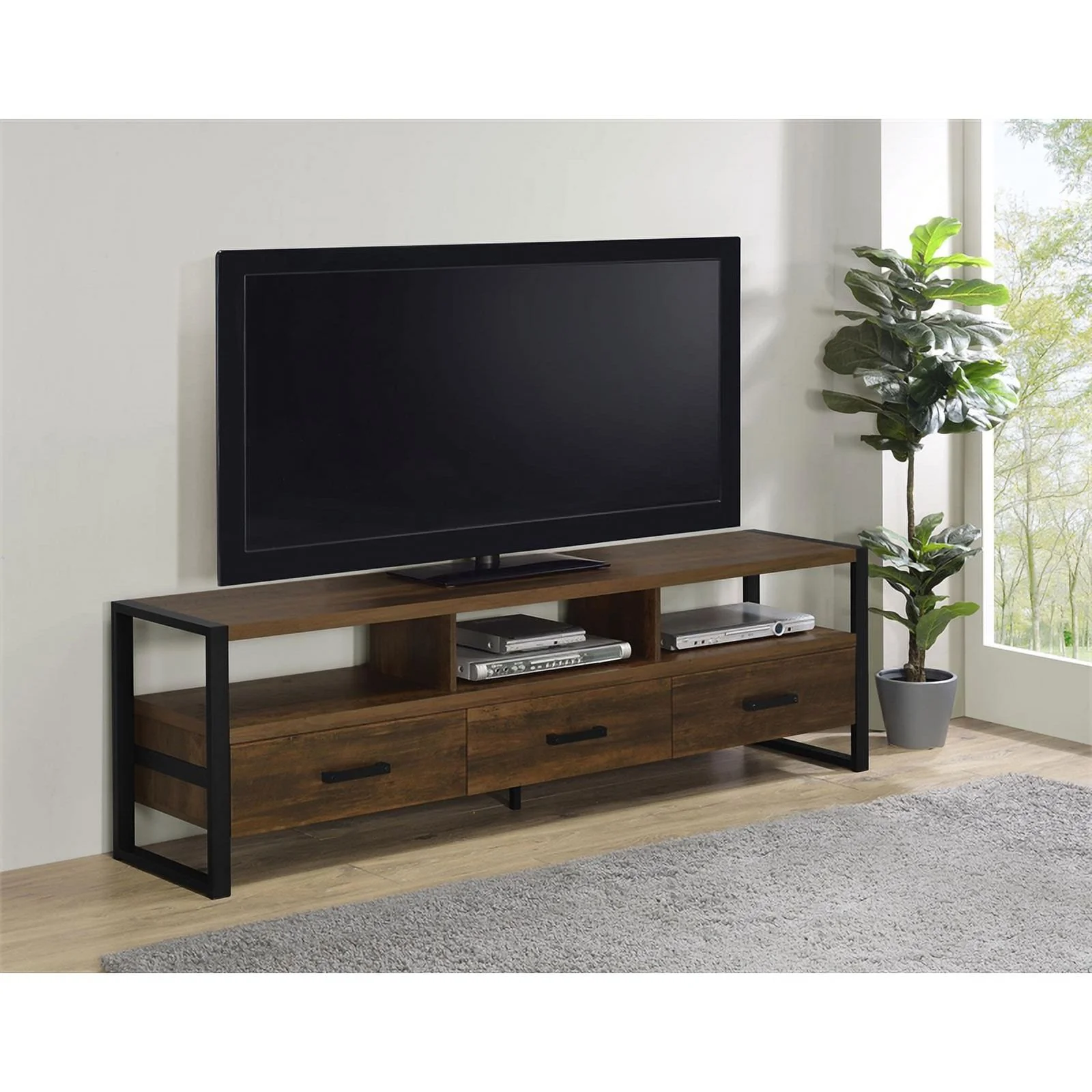 Coaster 3-Drawer Farmhouse Wood TV Stand for TVs up to 75" in Dark Pine Brown