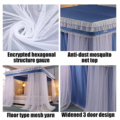 Mosquito Net for 1.5m Bed Luxury 4 Post Bed Canopy includes Blackout Fabric/Mesh Curtain/Metal Bracket (Color: Style 2, Size: 1.5x2x2m)