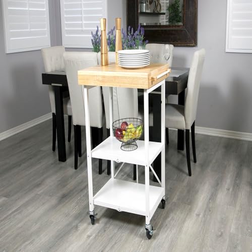 Origami Folding Kitchen Cart on Wheels, 3-Tier Foldable Rolling Cart - Chefs Outdoor Cart for Wine and Food, Microwave Cart, Plating Shelf