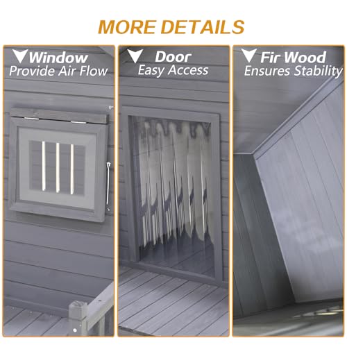 Outdoor Wooden Dog House,Waterproof Kennel with Deck and Sloped Roof,High Stability Pet Dog Cage for Small/Medium Puppy