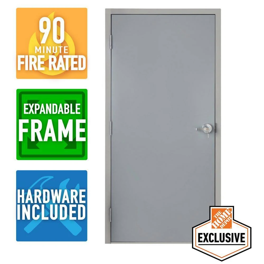 Armor Door 36 in. x 84 in. Fire-Rated Right-Hand Unfinished Steel Commercial Door Slab with Adjustable Frame