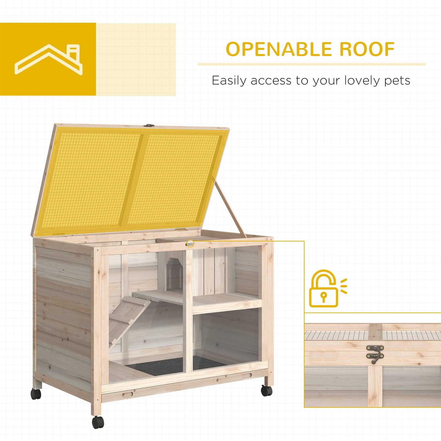 PawHut 2-Story Wooden Rabbit Hutch - Pet Supplies online store