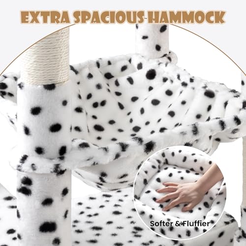 SHA CERLIN 81in Multi-Level Tall Cat Tree Tower for Indoor Kitties/Larger Cat Condo Furniture with Hammock/Cozy Pussycat Perches/Sisal Scratching