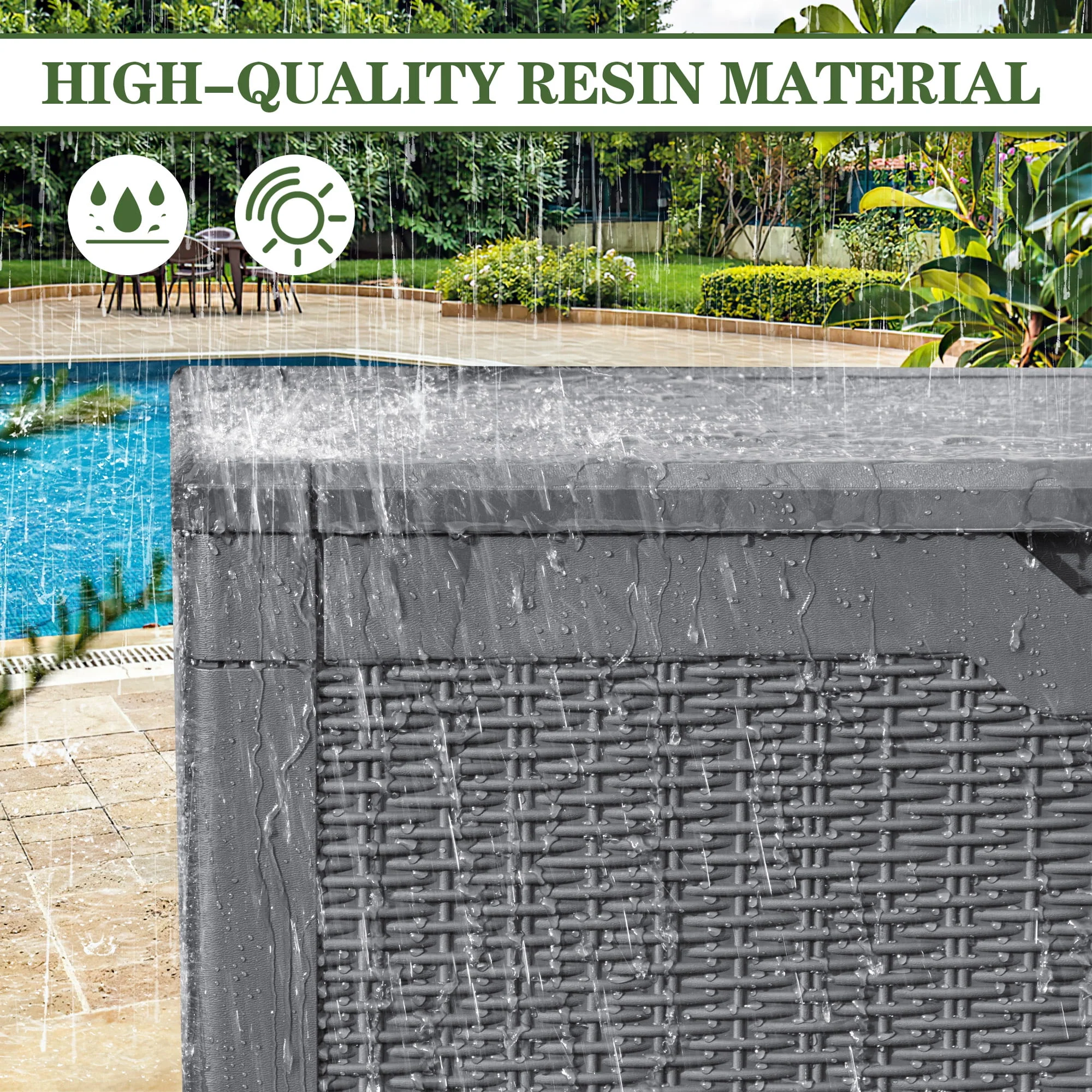 Homall 100 Gallon Outdoor Box Deck Plastic Resin Storage Box, Black