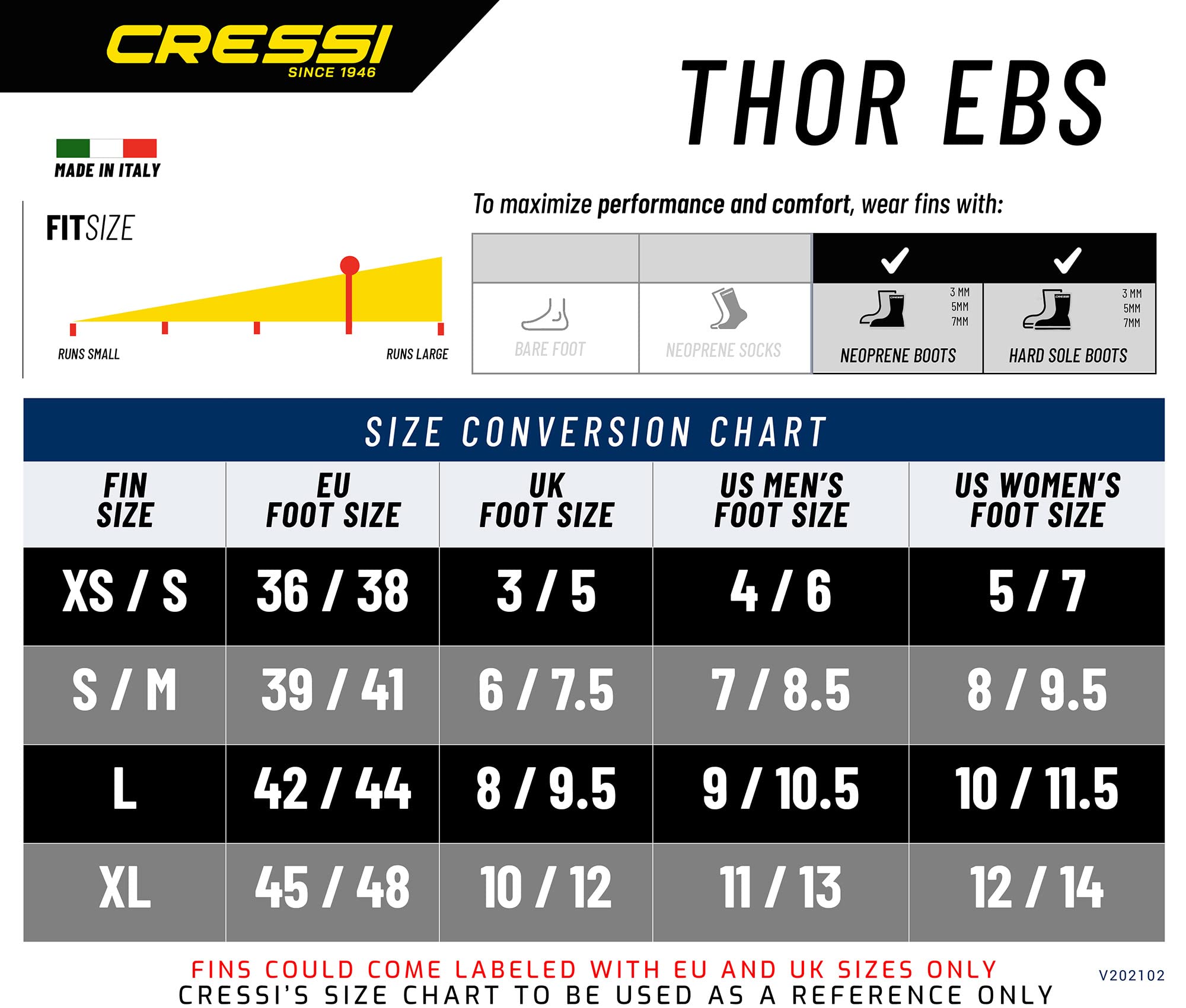 Cressi Thor Fins Ebs Blue/Silver L