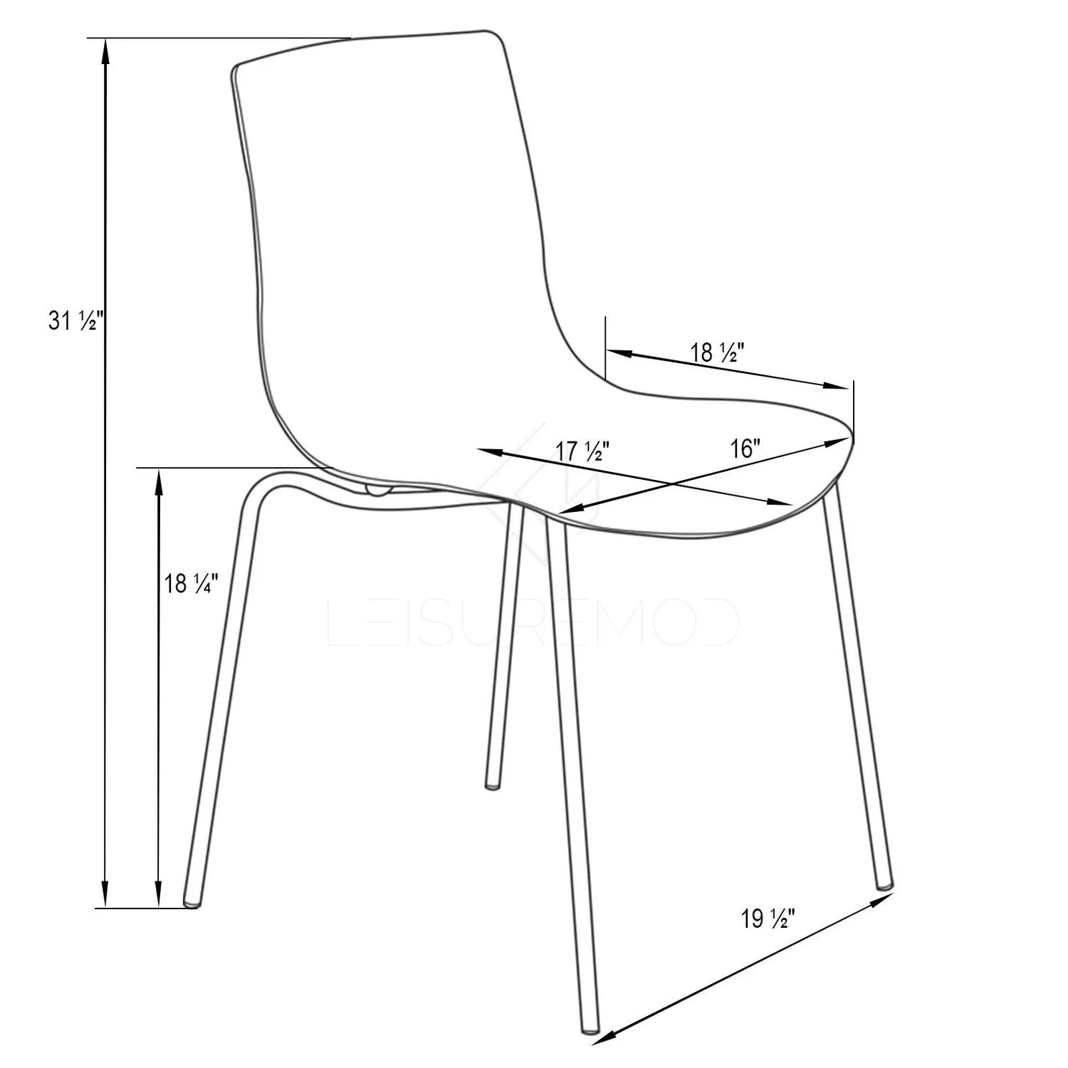 HomeStock Coastal Craftsman Modern Plastic Dining Chair - Set of 4