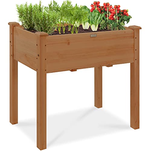 Best Choice Products 72x23x30in Raised Garden Bed, Elevated Wood Planter Box Stand for Backyard, Patio, Balcony w/Divider Panel, 6 Legs