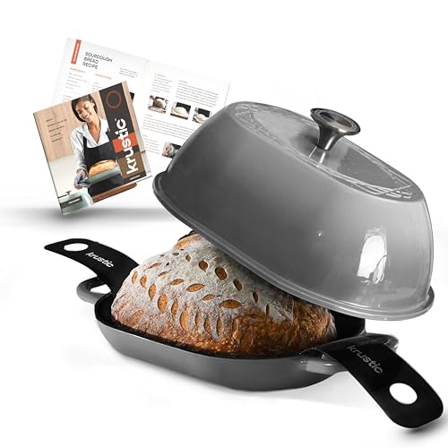 Enameled Cast Iron Dutch Oven for Professional Sourdough Bread Baking | 5.5 Quart Loaf Size Oval Cookware Pot with Lid | Triple-Layer Enamel Coating