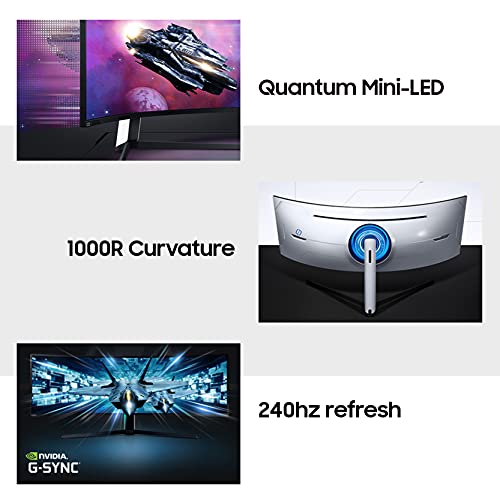 SAMSUNG 49 inch Gaming Monitor, Ultrawide Curved Monitor, 240hz 1ms, Quantum Mini LED, G-Sync, Monitor Adjustable Height, HDR 2000, Odyssey Neo G9